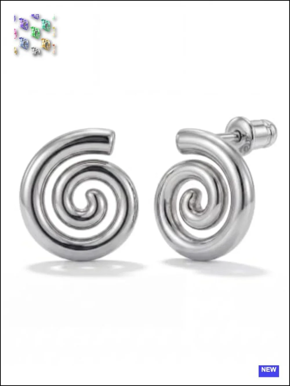 Chunky Gold Plated Statement Drop Stud Earrings Geometric Spiral Hypoallergenic